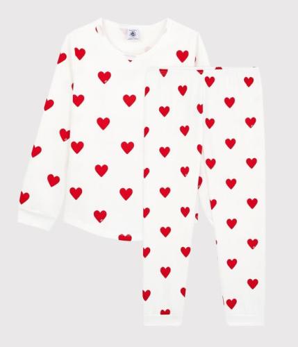 PETIT BATEAU Pyjama à cœurs petite fille en molleton en coton biologique A00FR 01